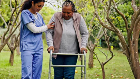 Helping-hand,-old-woman-with-walker