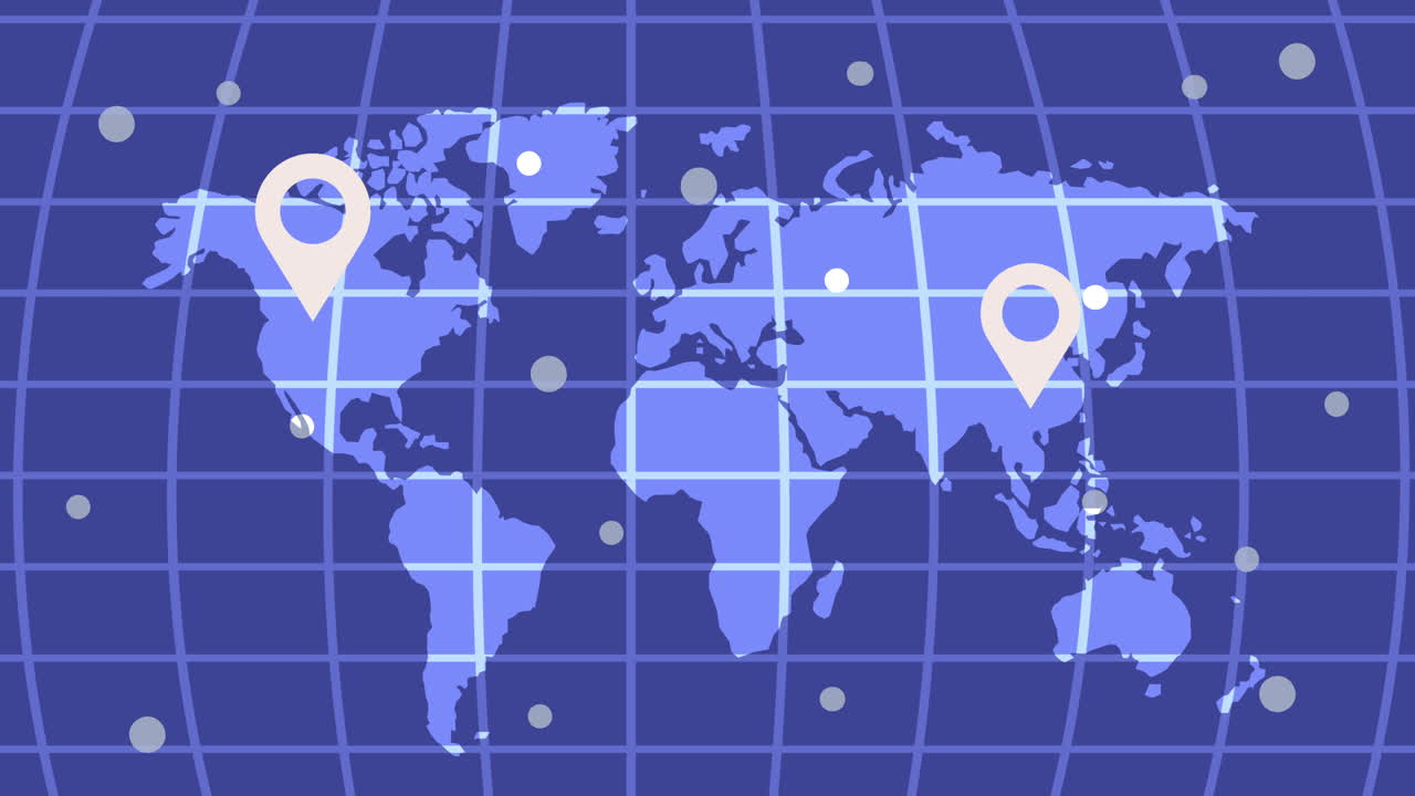 mapa del mundo con marcadores de ubicación