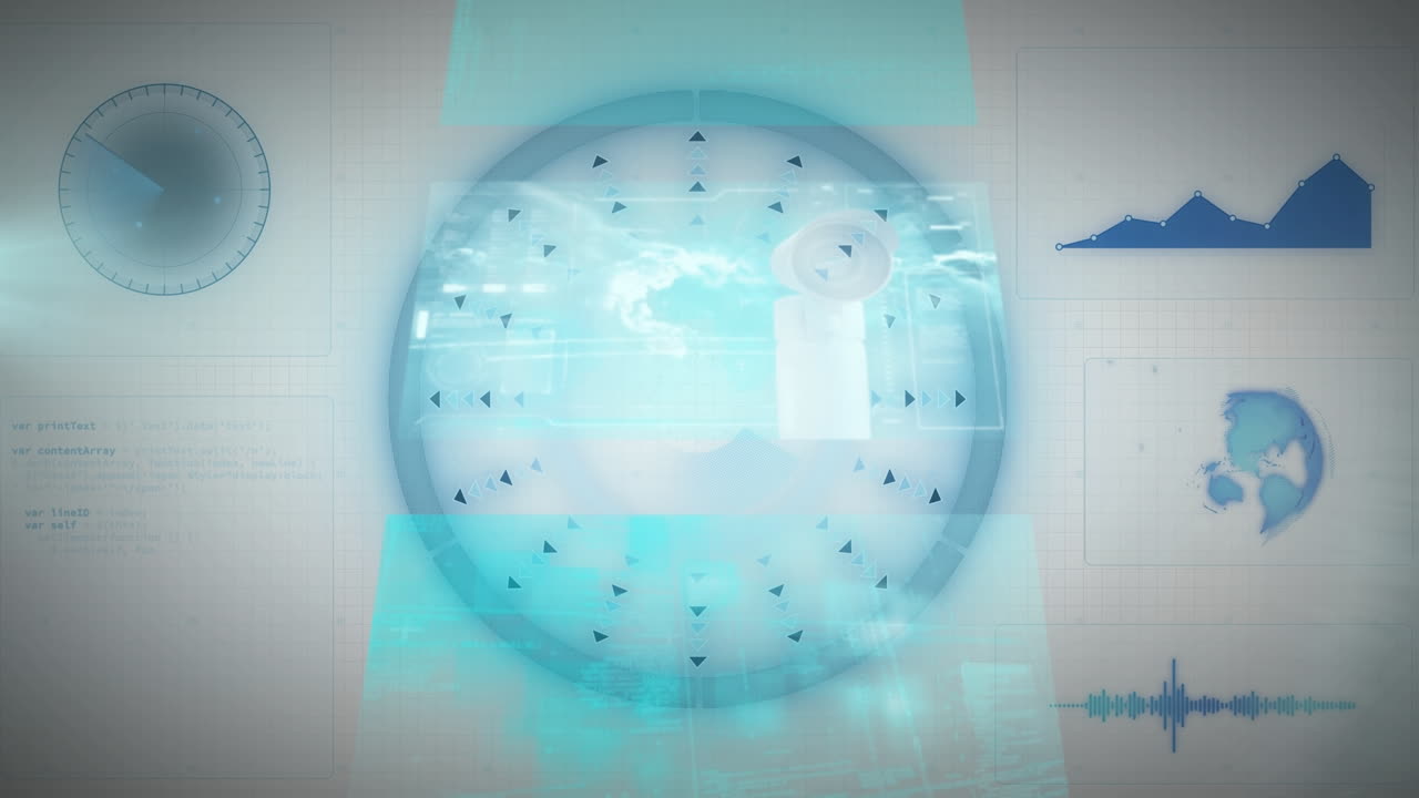 데이터 처리를 통해 다양한 데이터를 가진 디지털 화면의 애니메이션