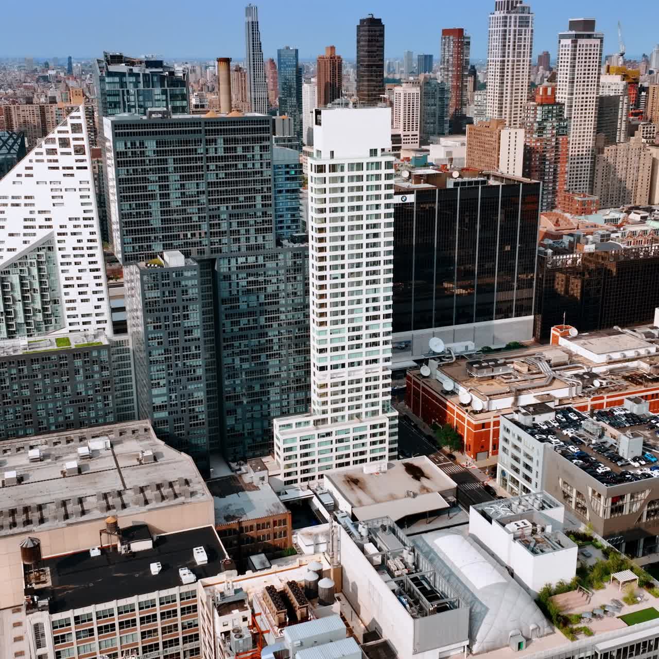 Urban Manhattan american lansmark. New York city aerial view