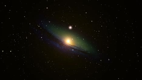 una galaxia y energía brillante en medio del universo
