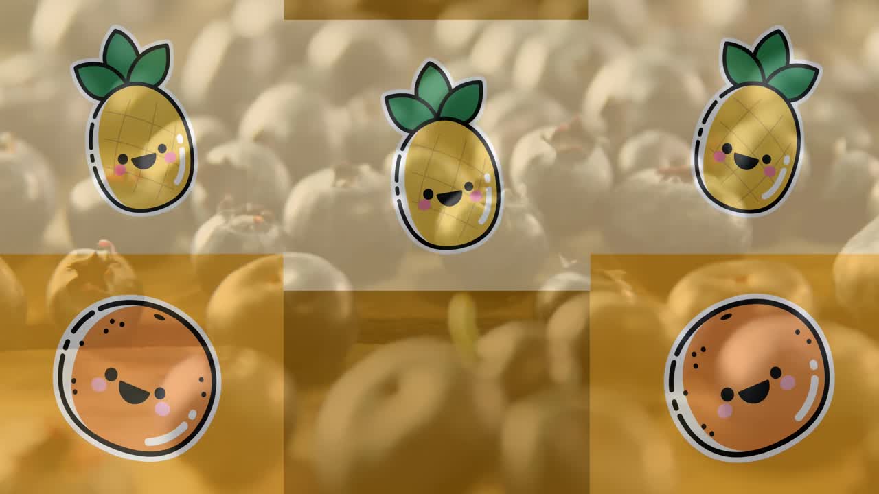 신선 한 블루베리 위 에 있는 과일 을 그린 그림 의 애니메이션