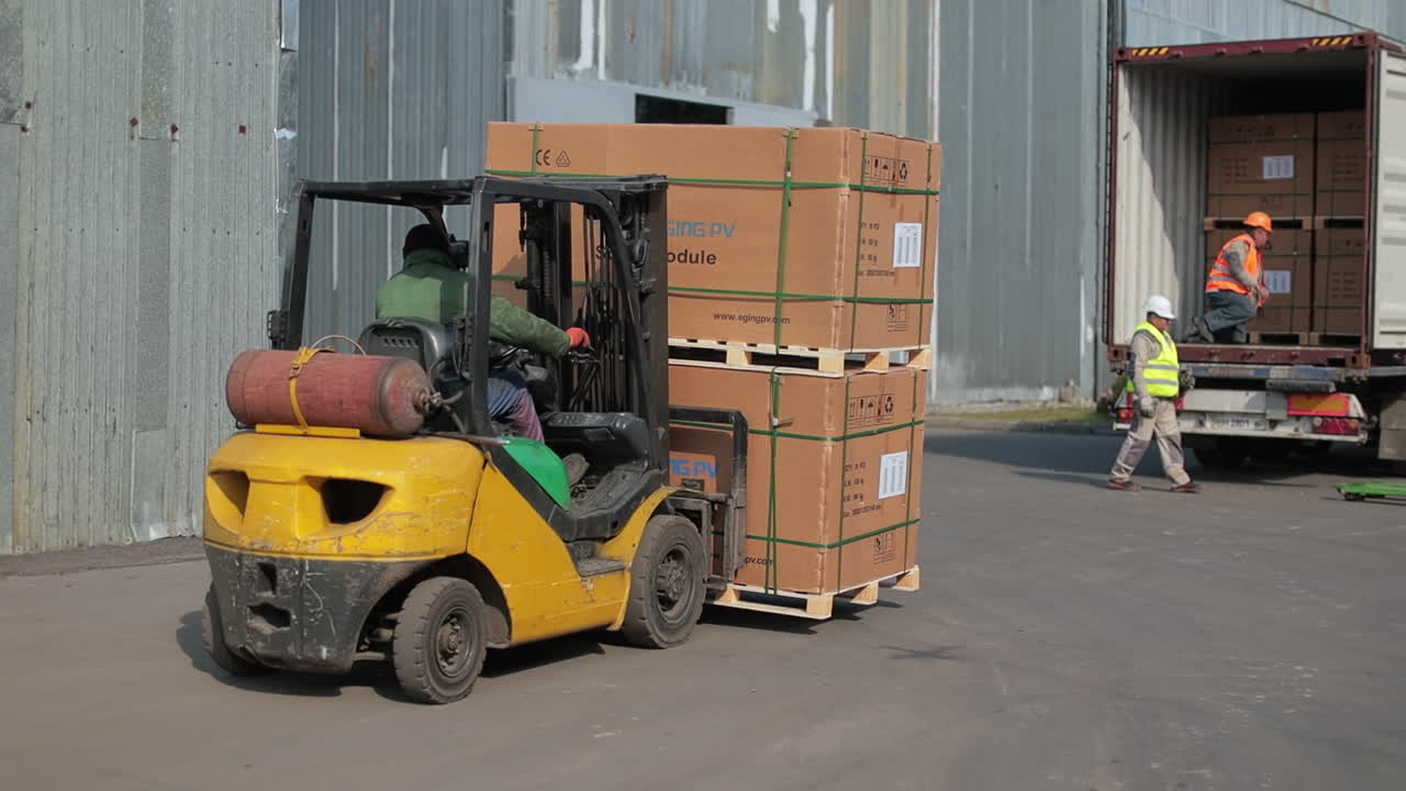 Forklift Loading Solar Panels