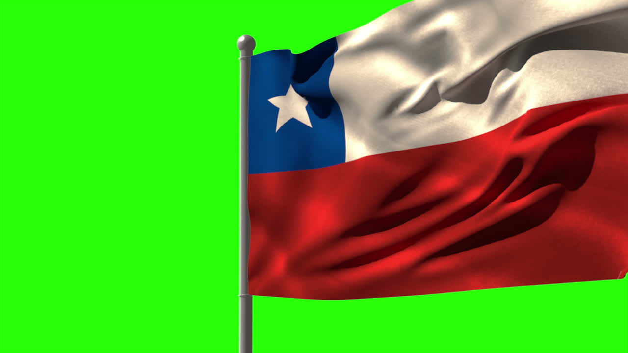 bandera nacional de chile ondeando en el mástil