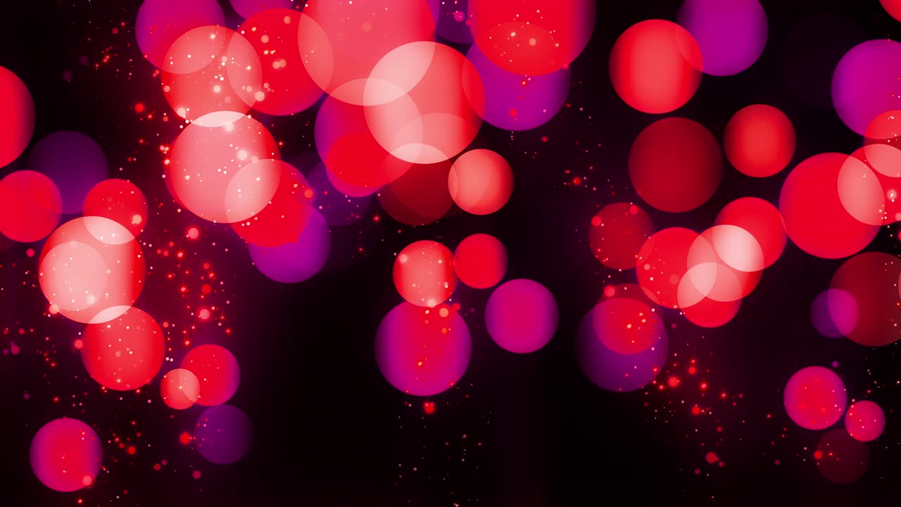 fondo de valentín bokeh con partículas de brillo magenta rojo, chispas. día de valentí. hermosa luz mágica. lujo romántico brillante fondo animado. bucle sin costuras