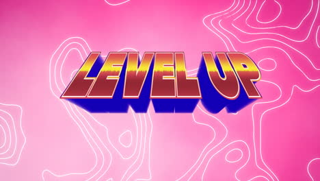 animación del nivel de texto hacia arriba, sobre las líneas de contorno, en rosa