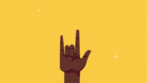 afro hand human rock and roll signal animation
