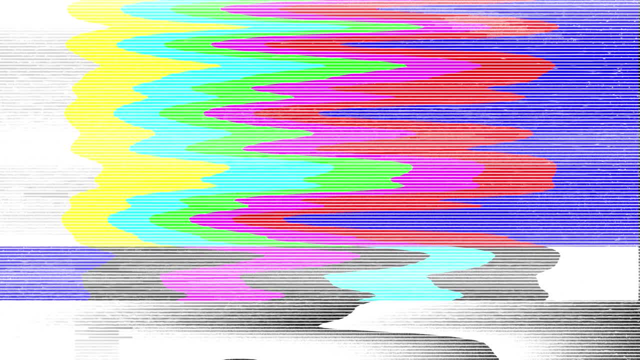 No signal old vintage tv static color noise glitch error video damage background bad interference