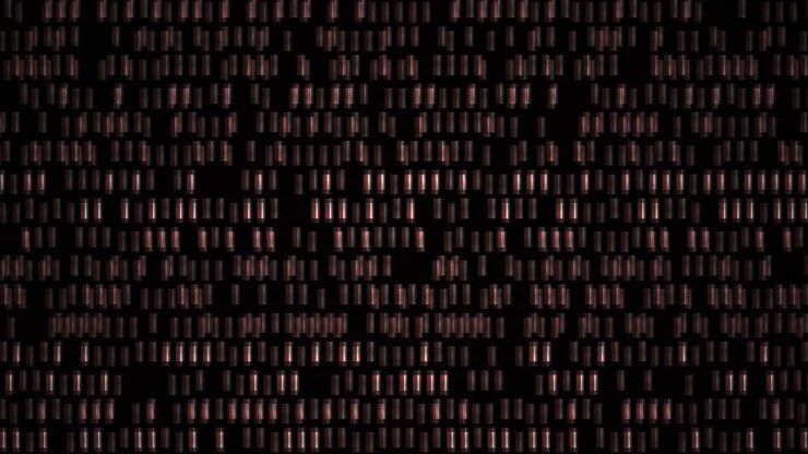 Dynamic Abstract Grid of Red Lines and Data Scanning