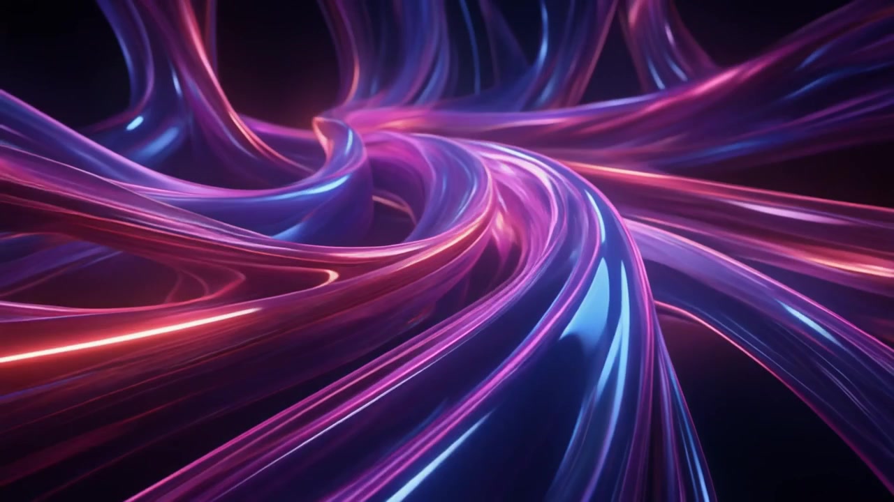 Abstract Motion of Glowing Neon Liquid Curves