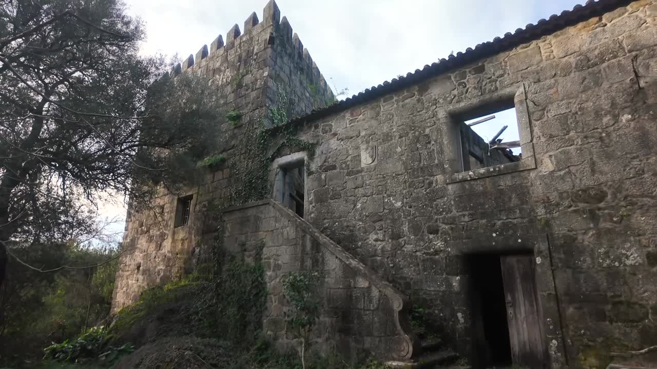 Old Emblazoned Castle in Ruins on the Countryside in Northern Portugal on a Sunny Day