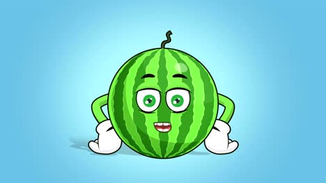 cartoon watermelon face animation speak with alpha matte