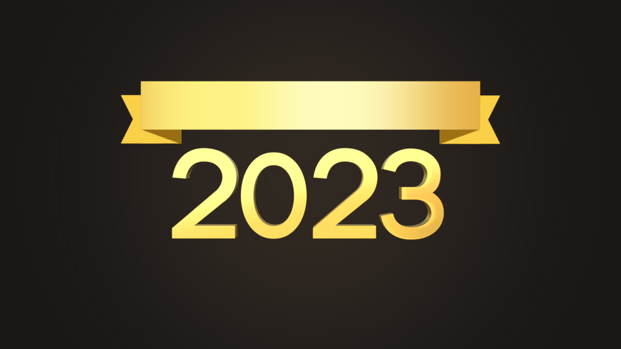 numeri 2023 con nastro premi su sfumatura nera