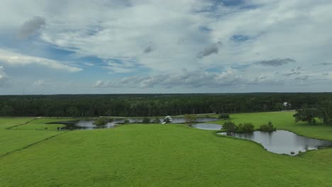 Aerial-approach-view-of-a-gazebo-on-a-private-lake-in-Alabama