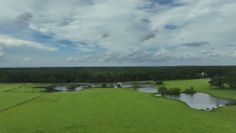 aerial approach view of a gazebo on a private lake in alabama