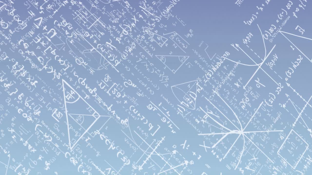 파란색 배경에 수학적 데이터 처리의 애니메이션