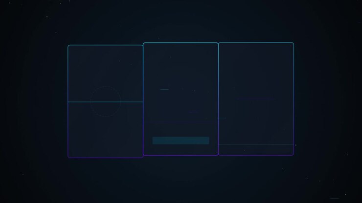 Abstract Digital Interface with Glowing Rectangular Frames