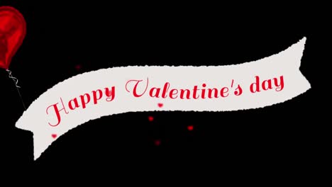 Animation-of-happy-valentines-day-with-a-heart-balloon-on-black-background