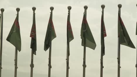 row of turkmenistan flags