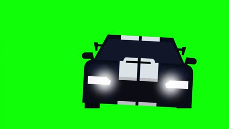 animation of running sports car with green screen background.