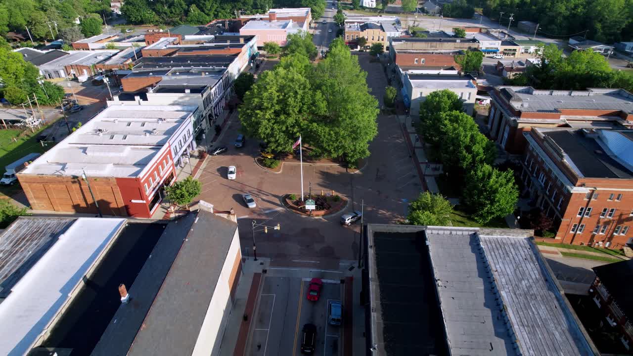 Maloměstská Amerika, letecký pohled na Abbeville, SC, Abbeville Jižní Karolína.