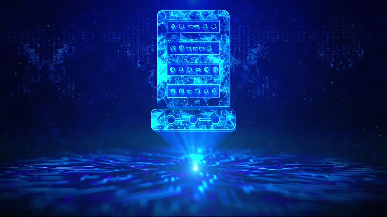Computer server text with hud rotation digital technology interface sci fi hologram cyberspace loop