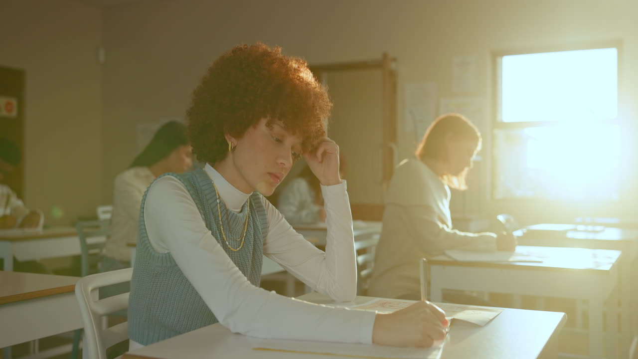 Studenti che sostengono un test in un'aula