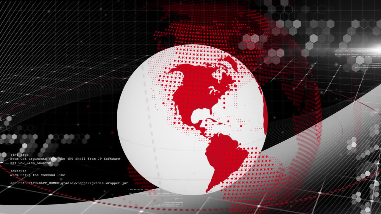 animación del globo y procesamiento de datos sobre fondo negro