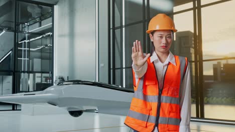 mujer ingeniera en una oficina moderna