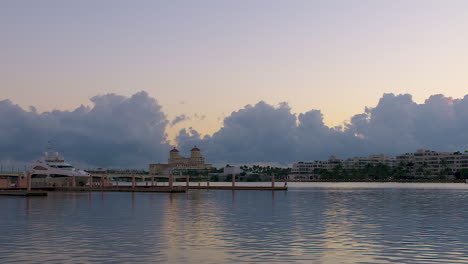 partially empty dock in south florida inlet at sunrise