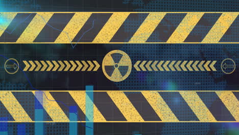 Animation of warning tape over data processing