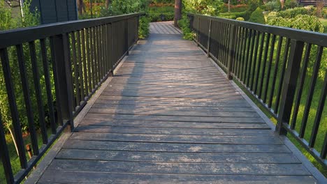 wooden bridge in a garden