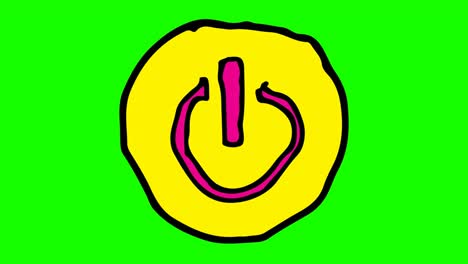 kids drawing green background with theme of power button