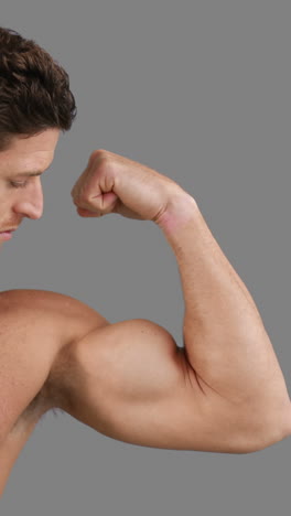 muscular man flexing his muscles