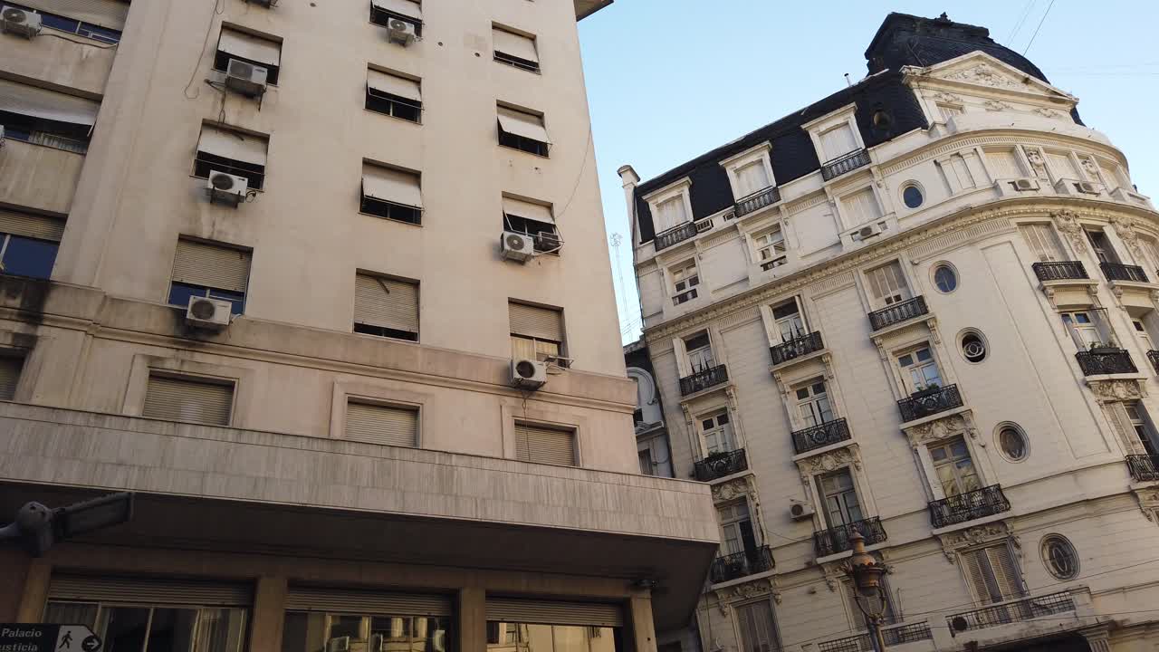 Low angle view at historic center buildings of Buenos Aires, Argentina