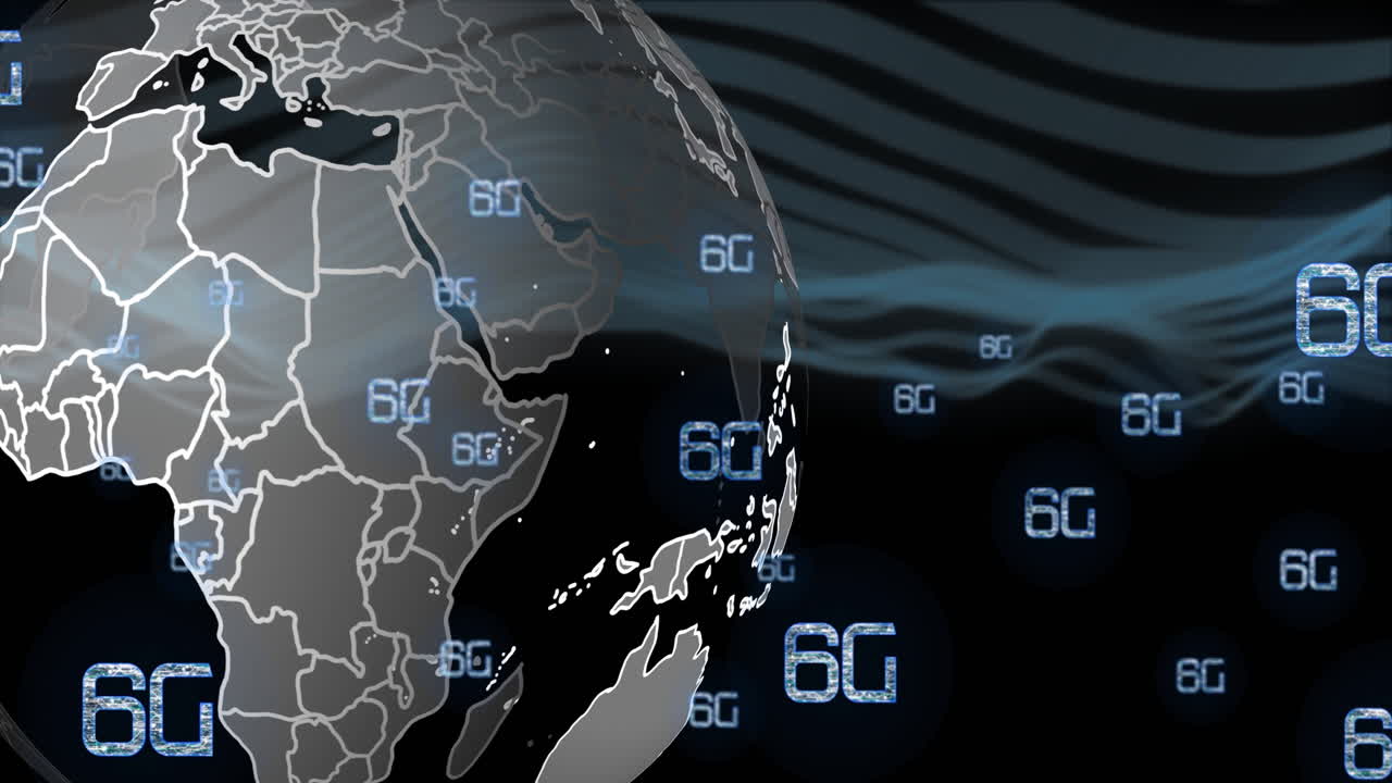 animación de texto 6g y procesamiento de datos en todo el mundo