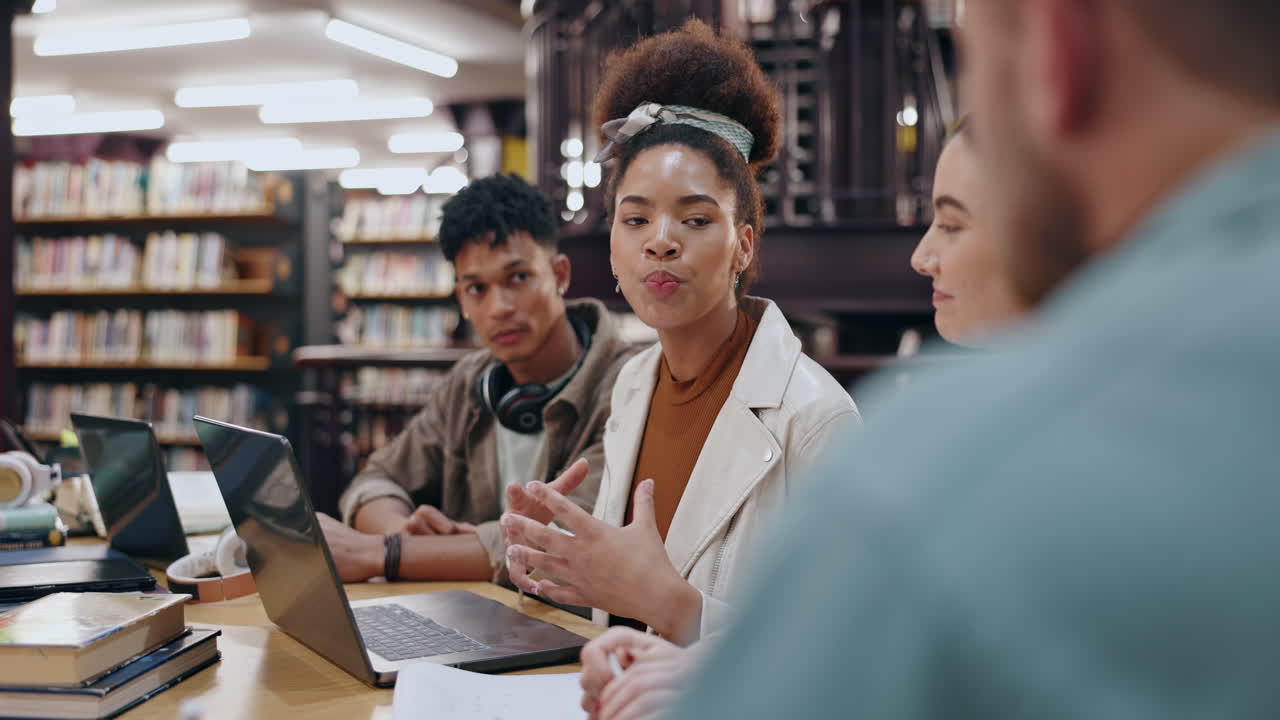 Students Collaborating in Library