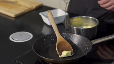 melting butter in a pan