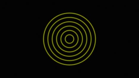 spreading yellow circles, radio wave animation on black background minimalist