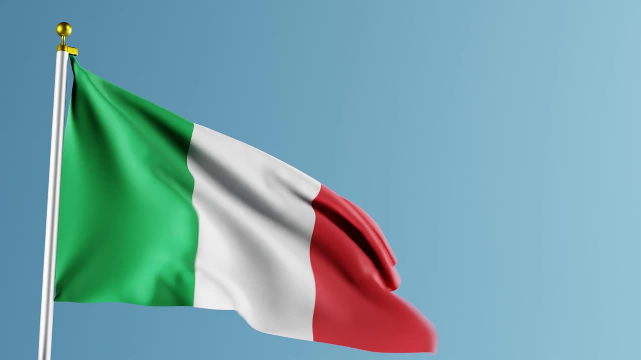 Bandiera italiana, sfondo blu; rendering 3D