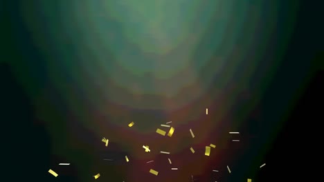 Animation-of-gold-confetti-falling-on-green-background