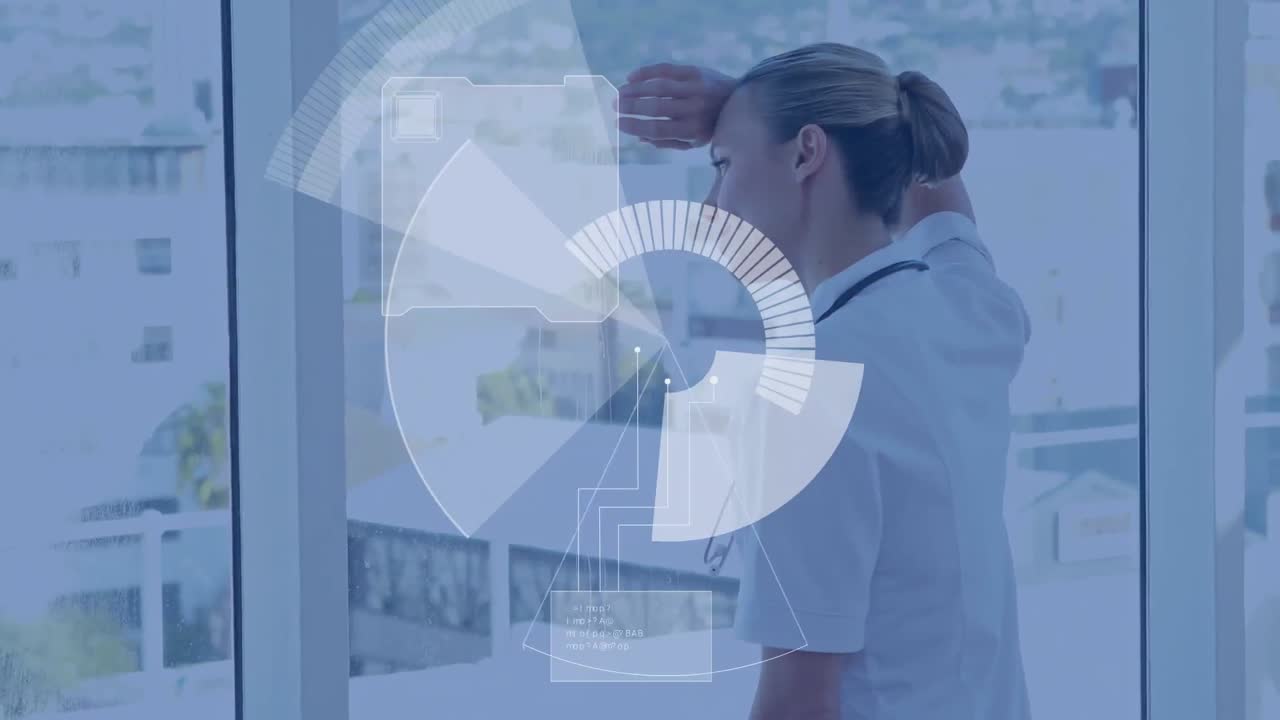 animazione di scansione dello scopo su un medico caucasico femminile