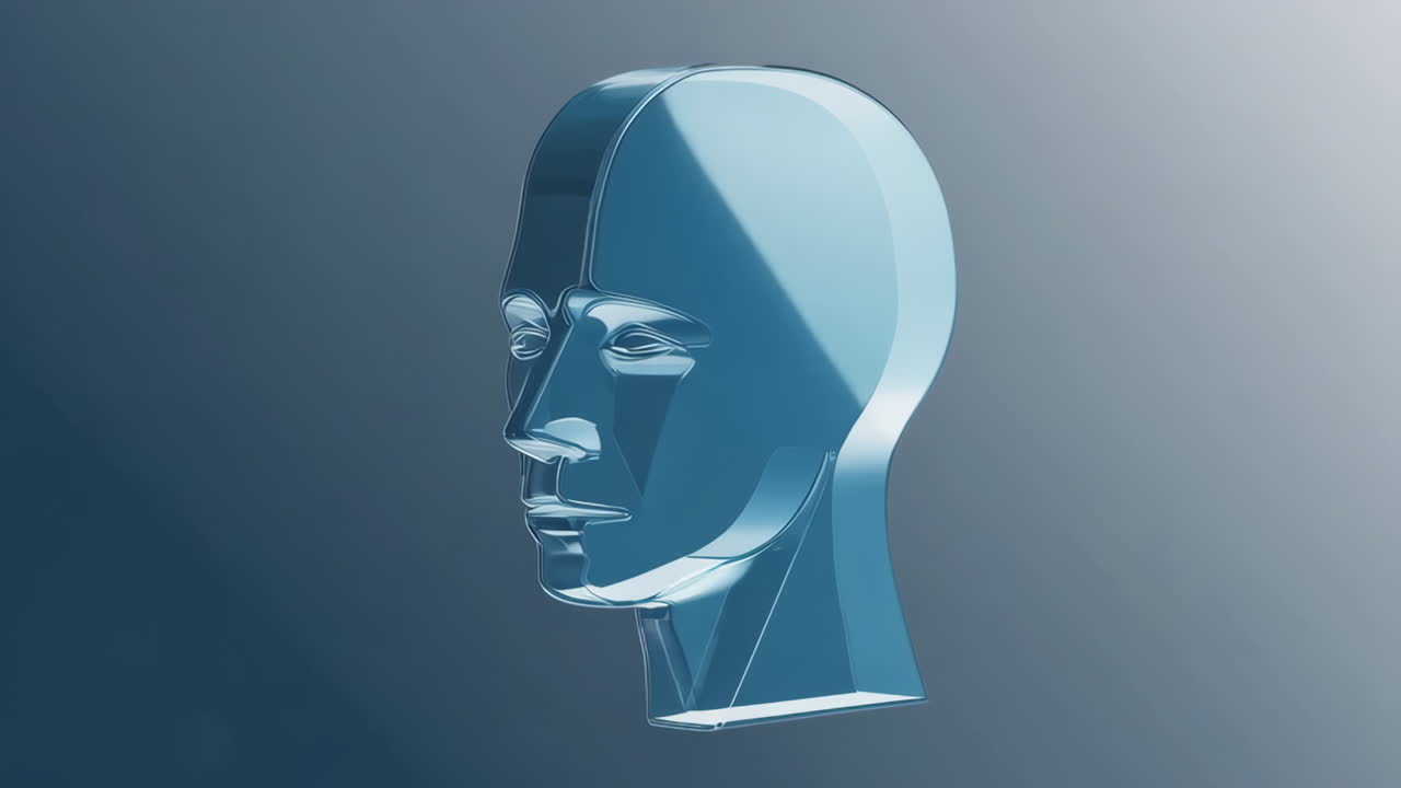 Rotating Transparent Glass Human Head Profile