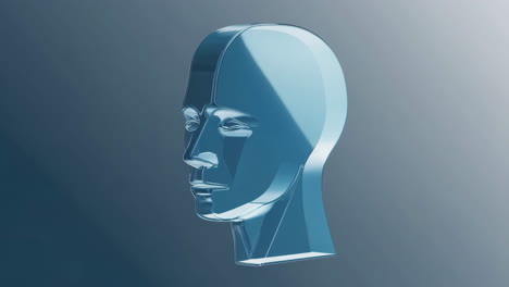 rotating transparent glass human head profile