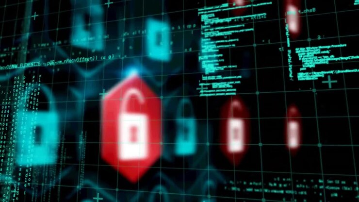 Animation of online security padlocks with data processing in background