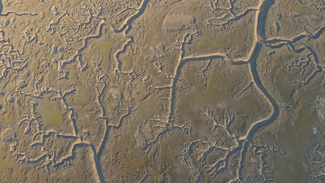 Mud lines on the estuary during low tide, artistic shapes and forms almost at sunset
