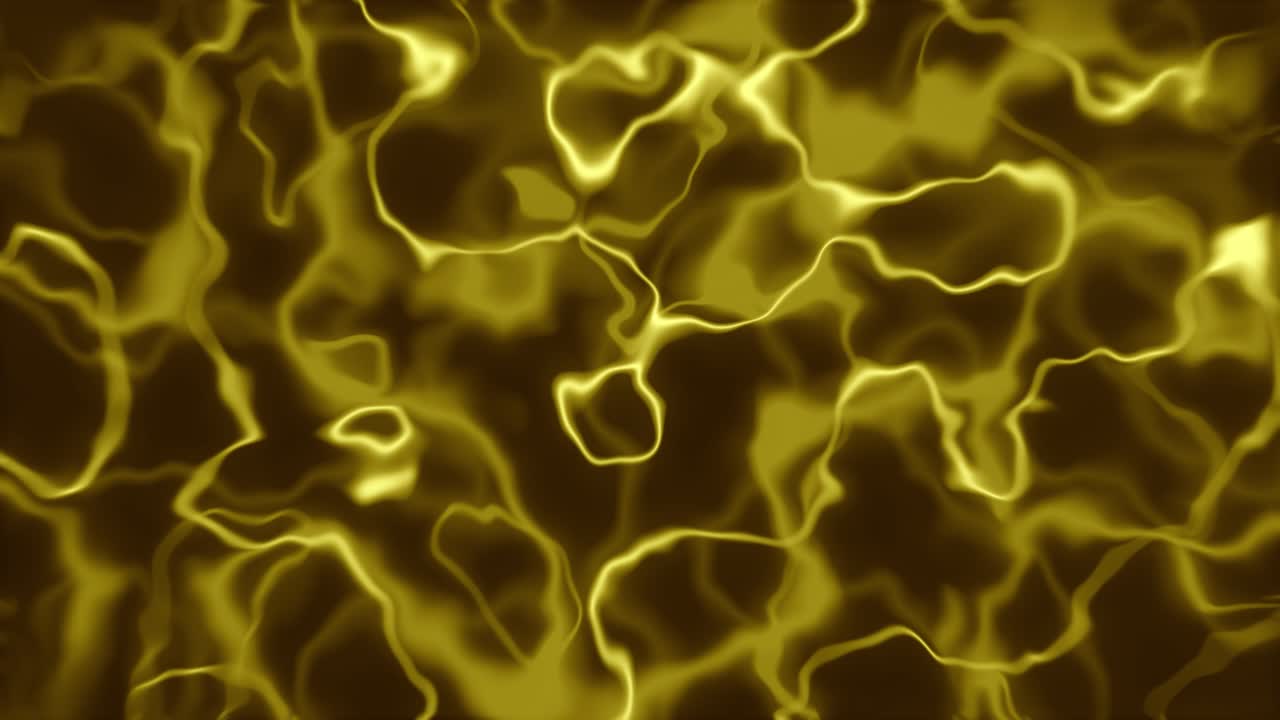 Líneas de neón brillantes, bucle abstracto, animación 3D, gráficos en movimiento de partículas de luz, fondo de energía con formas sinuosas, efecto visual, arte líquido de color 4K amarillo