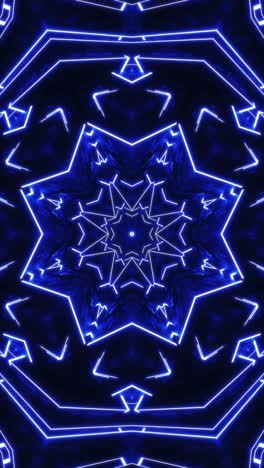 blue and white abstract pattern with star. kaleidoscope vj loop vertical