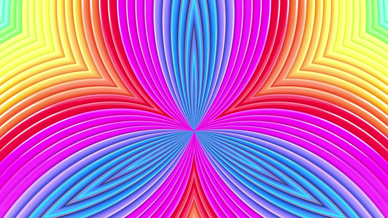 abstracto 3d sin costuras fondo brillante en 4k con cintas de arco iris. rayas multicolores arcoirís moverse cíclicamente en geometría simple estilo creativo de dibujos animados. animación suave en bucle. 63