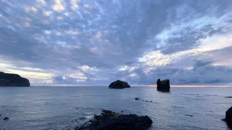 dramatic sky with clouds and ocean view in mosteiros in the azores